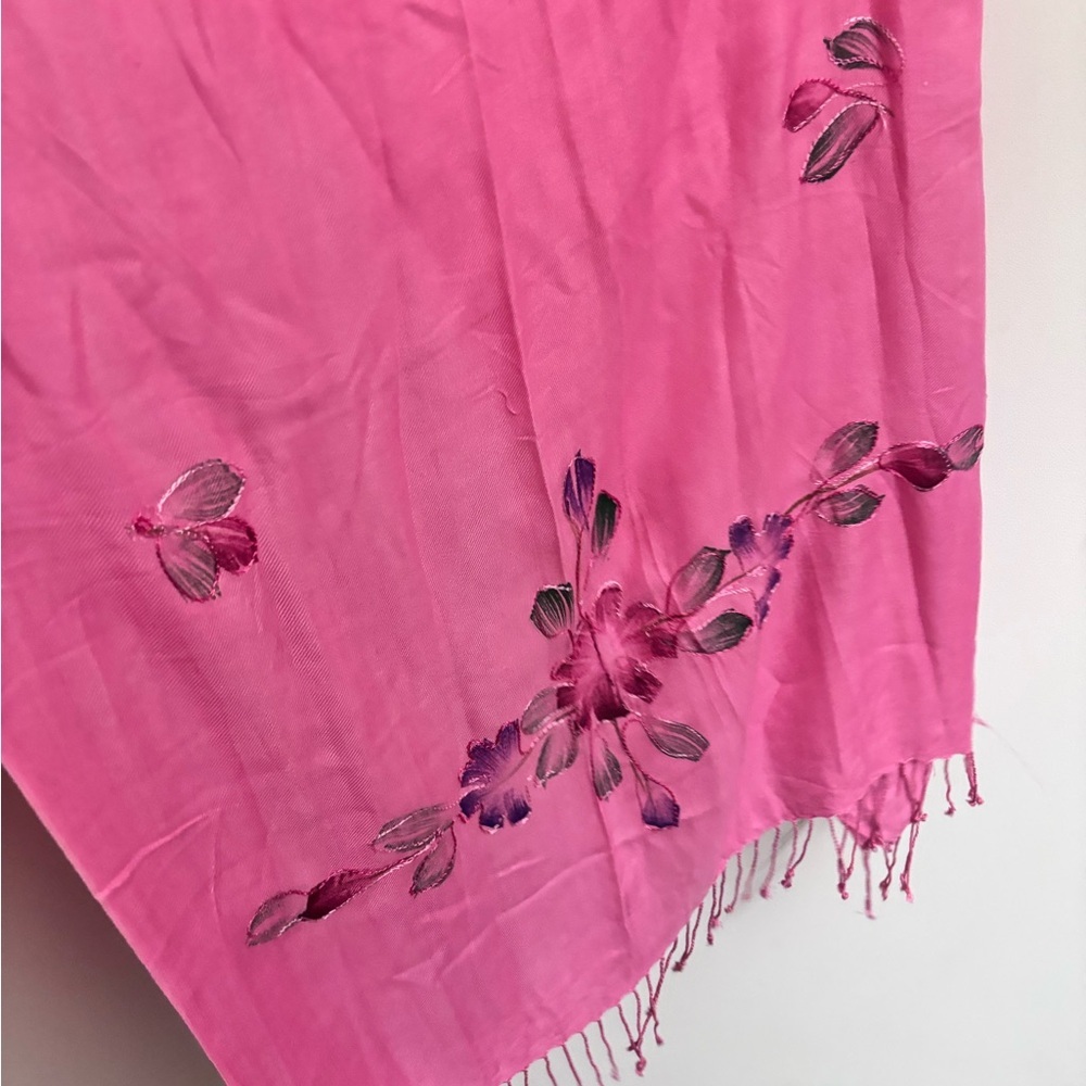 Pink Floral Scarf - Picture 7 of 7